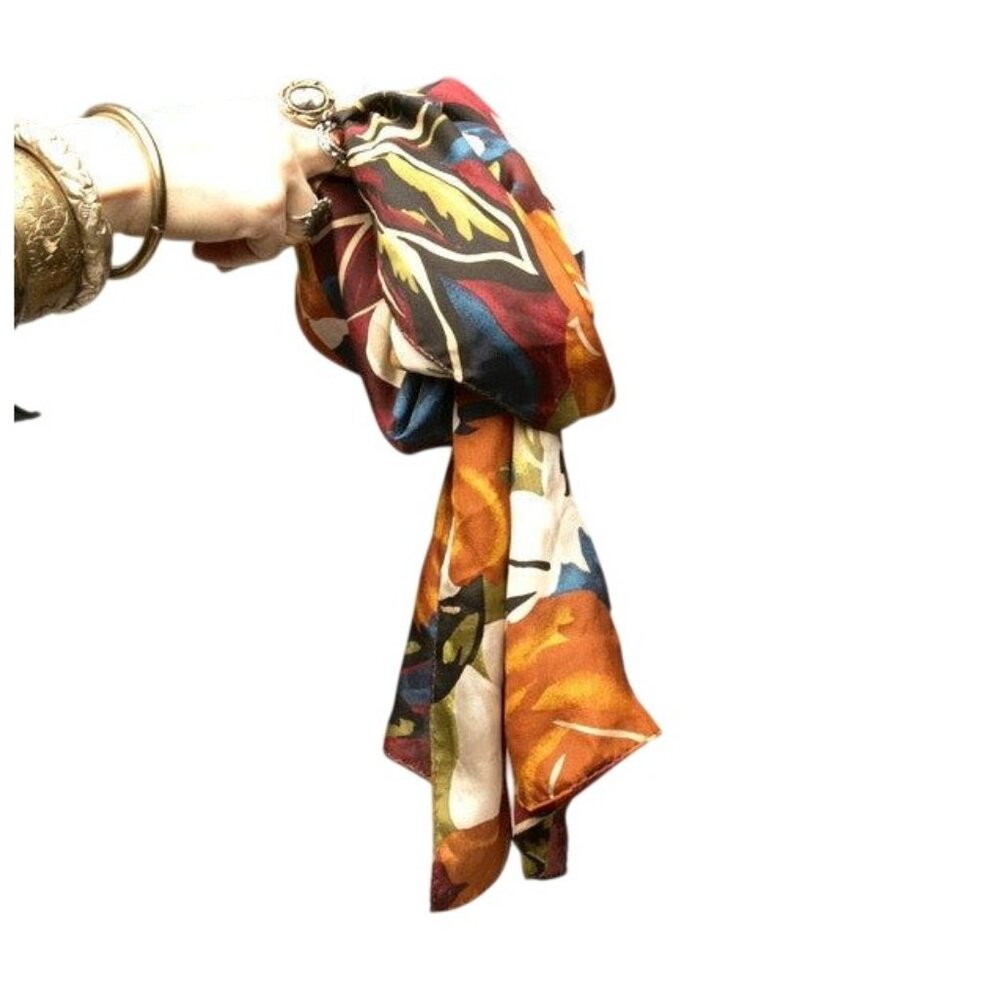 Vintage Floral Scarf Orange Blue Red White Accessories